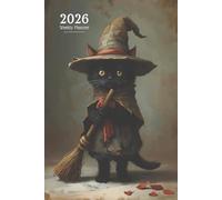 2026 Weekly Planner: Cute Witch Cat with Broom Journal with Affirmations