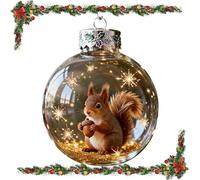 2026 Wildlife Wonders Collection Crystal Glass Ornament,2.75in Handcrafted Vivid 3D Animal Christmas Decoration,Luxury Winter Tree Decor Sparkling Star Accents,Clear Plastic Xmas Balls (Squirrel)