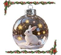 2026 Wildlife Wonders Collection Crystal Glass Ornament,2.75in Handcrafted Vivid 3D Animal Christmas Decoration,Luxury Winter Tree Decor Sparkling Star Accents,Clear Plastic Xmas Balls (Bunny)