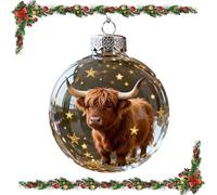 2026 Wildlife Wonders Collection Crystal Glass Ornament,2.75in Handcrafted Vivid 3D Animal Christmas Decoration,Luxury Winter Tree Decor Sparkling Star Accents,Clear Plastic Xmas Balls (Highland Cow)
