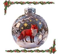2026 Wildlife Wonders Collection Crystal Glass Ornament,2.75in Handcrafted Vivid 3D Animal Christmas Decoration,Luxury Winter Tree Decor Sparkling Star Accents,Clear Plastic Xmas Balls (Fox)