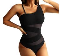 2026 Women' Swimsuits, Tummy Control Straps, Slanted Seam for Women, Bikini Shoulder, Single Piece, Size Swimsuit, Sizes Swimming Dress(Black,M)