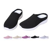 2026 Women's Breathable Knit Slip-On Walking Shoes Comfortable Backless Mules Sneakers Orthopedic Slide on Backless Tennis Sneakers Loafers (Black,44)