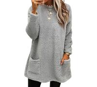 2026 Womens Cute Sweaters Casual Crewneck Fleece Pullover Long Sleeve Thermal Soft Fuzzy Winter Sweater Dress For Women (Gray Light,3XL)
