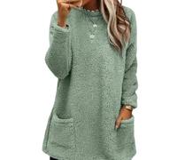2026 Womens Cute Sweaters Casual Crewneck Fleece Pullover Long Sleeve Thermal Soft Fuzzy Winter Sweater Dress For Women (Green Light,L)