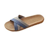 2026 Womens Slide Slippers Slip On Crossover Strap Espadrilles House Sliders Woven Linen Flat Sandals Ladies Summer Slippers Wide Fit Flip Flops Beach Pool Shoes Sliders UK