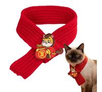 2026 Year of the Horse Cat Scarf - Red Chinese New Year Warm Knitted Pet Wrap, Small Dog Winter Scarf for Lunar Festival, Festive Pet Photo Props, Traditional Accessory for Cats & Puppies
