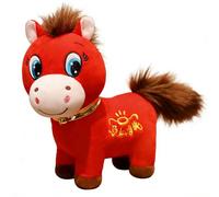 2026 Year of The Horse Chinese New Year Plush Ornament, The Mascot Stuffed Animal Zodiac Doll for Spring Festival Souvenir Bedtime Bedtime Bed Rest, 25 cm Stuffed Toy, Chinese Newyear Collector's Doll
