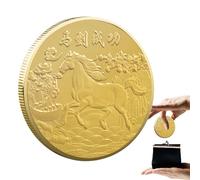 2026 Year of The Horse Commemorative Coin, Success Traditional Gold Charm, Chinese New Year Car Decor, for Cars Bags Shop Window School Offices Cafes Bookstores Living Room Bookshelves Display
