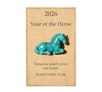 2026 Year of The Horse Lucky Resin Figurine - Clear Green Aventurine Horse Statue, Feng Shui Strength & New Beginnings Decor, Desktop Ornament Gift with Card for Family Friends (Agate Green Horse)