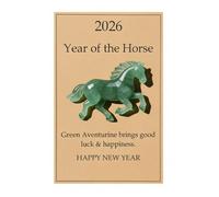 2026 Year of The Horse Lucky Resin Figurine - Clear Green Aventurine Horse Statue, Feng Shui Strength & New Beginnings Decor, Desktop Ornament Gift with Card for Family Friends (Galloping Green Horse)