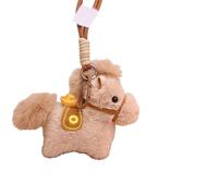 2026 Year of the Horse Mascot Doll Plush Keychain,Handmade Cute Horse Mascot Keychains,Soft Fun Horses Bag Charm Pendant (Coffee)