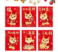 2026 Year Of The Horse Red Envelopes - Festive Party Supplies, Lunar New Year Hong Bao | Estación de regalo de fuego tradicional chino, bolsillo de dinero dorado carmesí oriental para coleccionistas