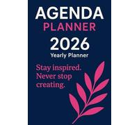 2026 Yearly & Monthly Planner | Modern Botanical Pink Leaves on Navy Cover | Weekly Agenda, Goals, To-Do Lists | Portable 6x9 Organizer