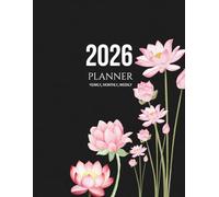 2026 Yearly, Monthly & Weekly Planner, Black with flowers: Large 8.5 x 11", Minimalist, Professional, Clean & Elegant Organization with Budget, Notes, ... Password Pages & Inspirational Bible Verse
