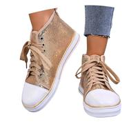 2026 Zapatillas Casuales de Moda con Purpurina para deslizarse, Zapatillas Planas con Cordones, Zapatos cómodos para Correr para el día a día