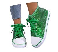 2026 Zapatillas Casuales de Moda con Purpurina para deslizarse, Zapatillas Planas con Cordones, Zapatos cómodos para Correr para el día a día