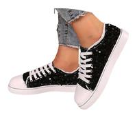 2026 Zapatillas Casuales de Moda con Purpurina para deslizarse, Zapatillas Planas con Cordones, Zapatos cómodos para Correr para el día a día