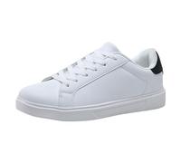 2026 Zapatillas de deporte para mujer con nuevo patrón, estilo de pareja, color sólido, cordones simples, ligeros, cómodos zapatos casuales, Negro , 45 EU 3X-Estrecho