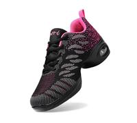 2026 Zapatillas deportivas de jazz para mujer, zapatillas deportivas de danza y danza con cordones, almohadillas de aire, zapatillas de fitness para mujer, Rosa intenso., 42 EU Ancho
