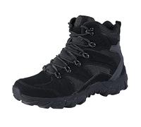 2026 - Zapatos de hombre de ajuste ancho para escalar, senderismo, botas chukka gruesas, piel de gamuza, días lluviosos, caminatas por la ciudad, vaquero occidental, tacón de bloque, Black, 38 2/3 EU