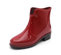2026 Zapatos de lluvia para mujer para primavera y verano y diseño para días lluviosos. Zapatos cómodos de tacón bajo para todas las ocasiones., rojo, 38 EU