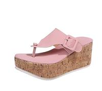 2026 Zapatos Mujer Casual -Mujeres con suelas gruesas, zapatillas sólidas y grandes en espiga, Rosa., 41 EU