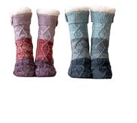2026New Knitted Thick Slipper Home Socks,Women's Winter Non Slip Super Soft Warm Cozy,Women's Knitted Home Socks,Women's Knitted Thick Non-Slip Socks,Anti-Slip and Warm, Unisex (2PCS-C,Talla única)