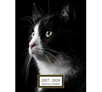 2027-2028 Monthly Planner: 2 Year Tuxedo Cat Organizer with Holiday Reminders, Budget Page and Vision Board