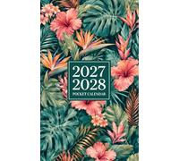 2027-2028 Pocket Calendar for Purse: 2 Year Small Size Monthly Planner from January 2027 to December 2028 | Tropical Leaf Cover