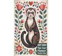 2027-2028 Two Year Planner Pocket Size: Ferret Animal with Scandinavian design Themed Cover 2 Page Spreads With Monthly Calendar Grids 24 Months Organizer Notes