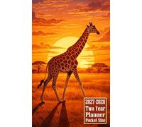 2027-2028 Two Year Planner Pocket Size: Giraffe Animal Themed Cover 2 Page Spreads With Monthly Calendar Grids 24 Months Organizer Notes