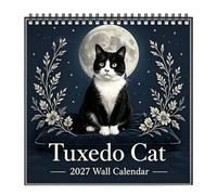 2027 Black White Cat Calendar - Thick Paper Spiral Wall Planner