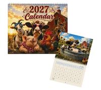 2027 Calendar 2027 - Rooster Friends Monthly Funny Paper Room Decor