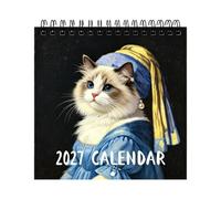 2027 Calendar Large Date Grid Schedule Planner Cat Theme