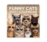 2027 Cat Calendar 12 Month Spiral Planner 7.87in For Home Kitchen