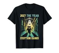 2027 El año en Que Todo Cambia el Humor Zombi Extraterrestre de Mapache Camiseta
