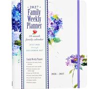 2027 Hydrangeas Family Weekly Planner (18 Months, July 2026 to Dec 2027)
