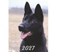 2027: Large Monthly Calendar Planner - Black German Shepherd Dog