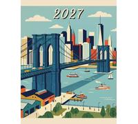 2027: Large Monthly Calendar Planner - Brooklyn Bridge New York City Landscape Scenery