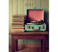 2027: Large Monthly Calendar Planner - Vintage Retro Record Player