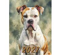 2027: Large Monthly Calendar Planner - Watercolor American Bulldog