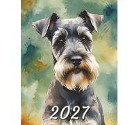 2027: Large Monthly Calendar Planner - Watercolor Miniature Schnauzer Dog