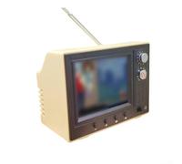 2027 Nuevo para mini TV retrocaricatura, reproductor de dibujos animados recargable de 8 GB para escenas de casa de muñecas y decoración coleccionable del hogar (amarillo)