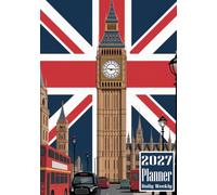 2027 Planner: London Britain United Kingdom Uk Union Jack Flag Double Decker Bus Red Themed Cover Daily Weekly Diary 12 Month Calendar Vision board Schedule Organizer Goals Dairy Notes