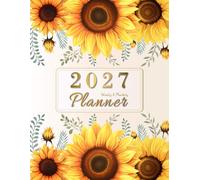 2027 Planner: Weekly and Monthly Organizer 8.5x11 with Golden Sunflower Luxe Design, Habit Tracker US Holidays 12 Months from January to December Including 52 Weeks for Time Management