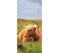 2027 Scotland Calendar: Highland Cows Appointments - Slim Wall Calendar - Hanging Calendar - Month to View - 12 Months - Wiro Bound