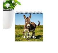 2027 Wall Calendar donkkey Themed Monthly Planner Large Grid Spiral Bound
