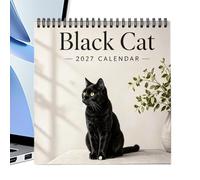 2027 Wall Calendar - Paper 21x21cm 8.27x8.27in Spiral Bound 12 Month Black