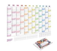 2027 Year Wall Planner A1 Wall Calendar Yearly Planner With Colorful Labels | Thick Paper 2 Sided Full Academic Year Planning Organizer School Office Work Poster For Apartment, Bedroom, Living Room